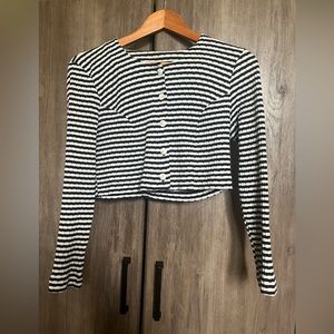 Vintage crop striped long sleeve